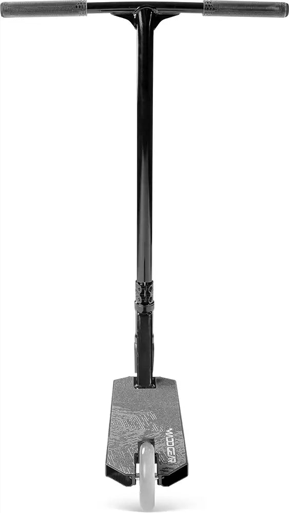 Black MGP Viral Extreme scooter with rear wheel and deck design, showcasing a sleek, durable build for stunt riding and tricks.