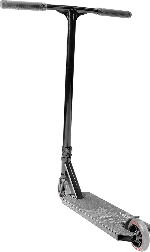MGP Viral Extreme scooter in black shadow color, rear view showing deck and wheels, designed for stunt riding and tricks.