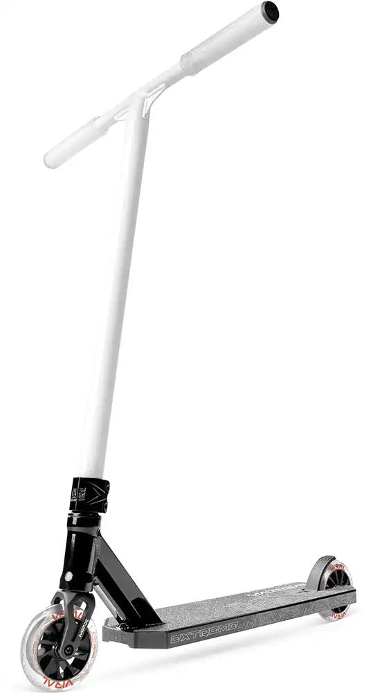 MGP Viral Extreme scooter in black and white Yinyang design, featuring a low deck and sturdy build for tricks and riding.