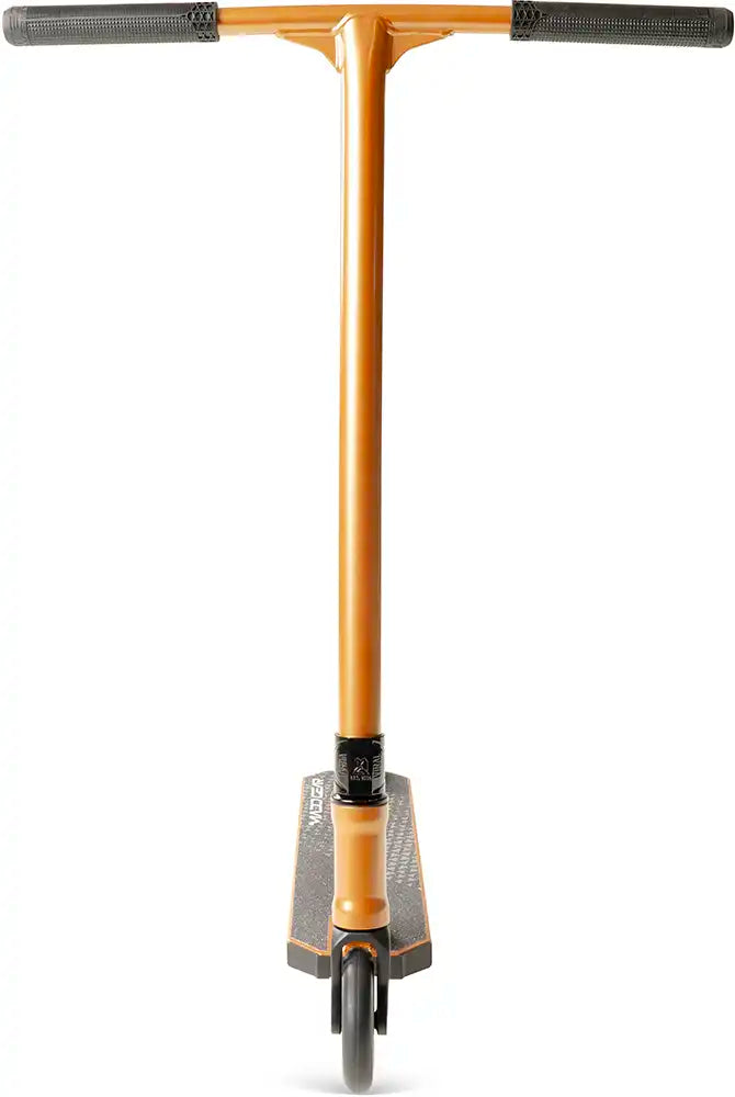 MGP Viral Kaos scooter in copper color with front view, showcasing sleek design and sturdy construction for stunt riding.