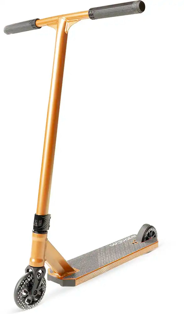 MGP Viral Kaos Scooter with copper main frame, designed for tricks and riding, featuring a sleek, sturdy build.