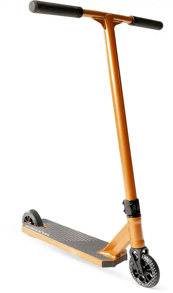 MGP Viral Kaos Copper scooter with black handlebars and deck, designed for stunt riding and performing tricks.