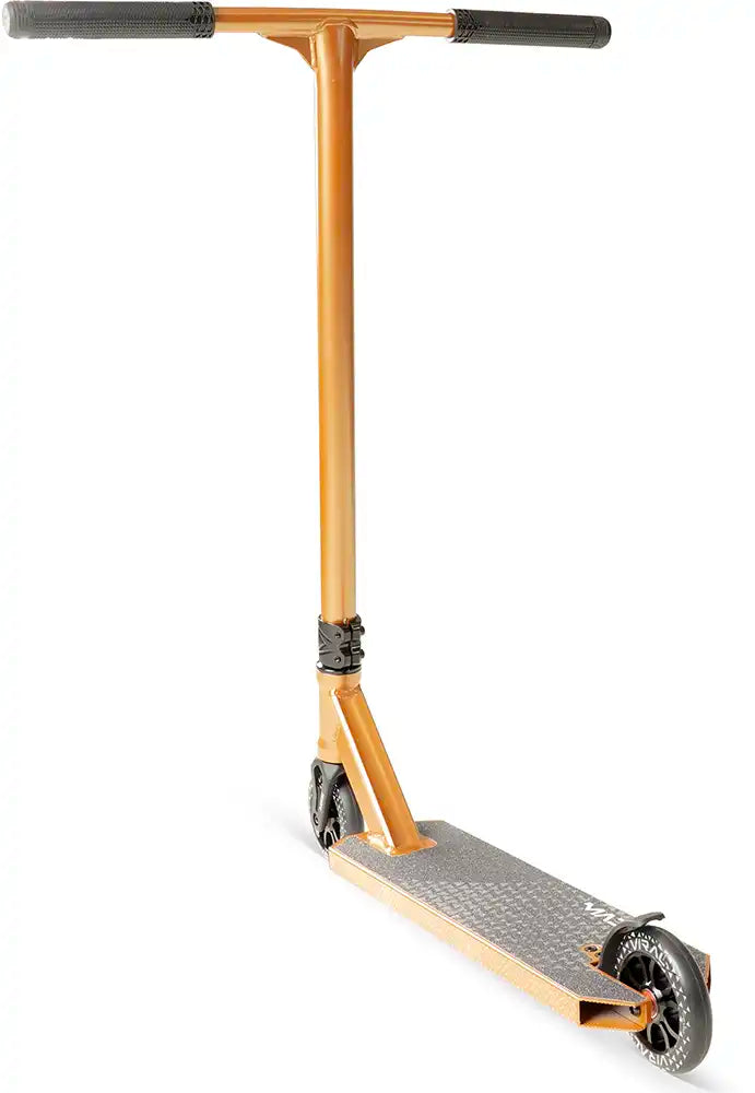 MGP Viral Kaos scooter with copper rear angle, showcasing the deck and rear wheel in a dynamic urban setting.