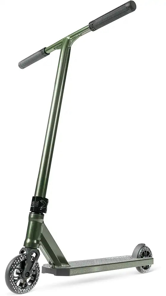 MGP Viral Kaos forest green scooter with sleek deck and handlebars, designed for freestyle riding and stunts.