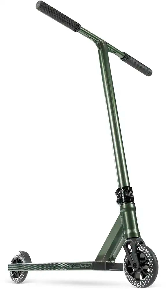 MGP Viral Kaos scooter in forest green with black deck, featuring modern design and sturdy construction for freestyle riding.
