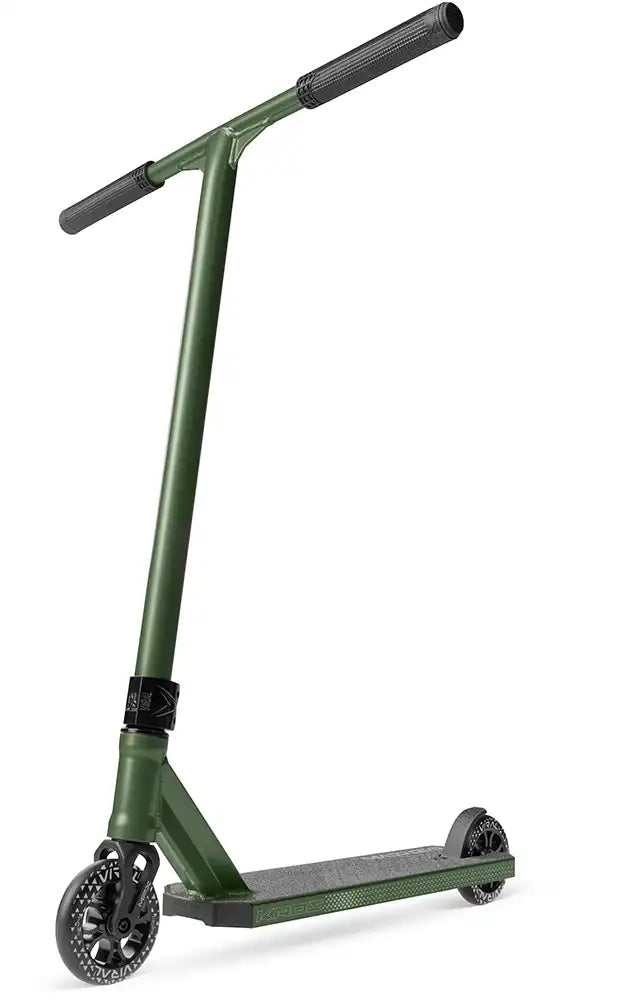 MGP Viral Kaos scooter in forest green color, featuring a sleek deck and handlebars, designed for stunt riding and tricks.