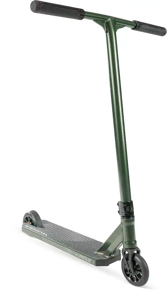 MGP Viral Kaos forest green scooter with sleek design and handlebars, ideal for stunt riding and urban commuting.