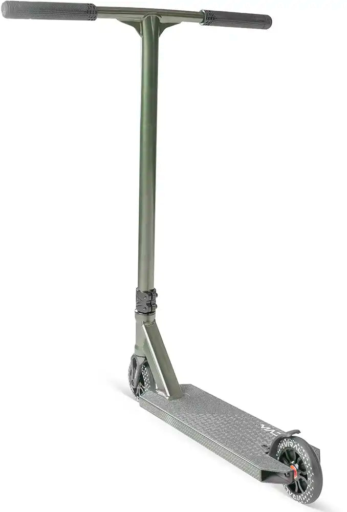 Rear angle of MGP Viral Kaos scooter in forest green color, showcasing the deck and scooter frame design.