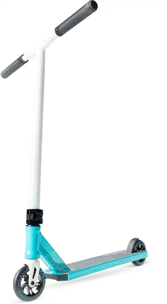 MGP Viral Purge scooter in aqua color with deck and handlebars, designed for urban riding and stunt riding.