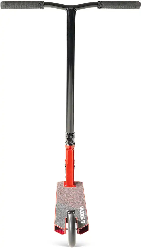 MGP Viral Purge scooter with cherry red deck and black handlebars, designed for stunt riding and tricks.