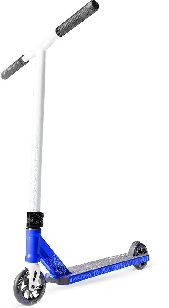 MGP Viral Purge cobalt scooter with black deck and handlebars, designed for stunt riding and tricks.
