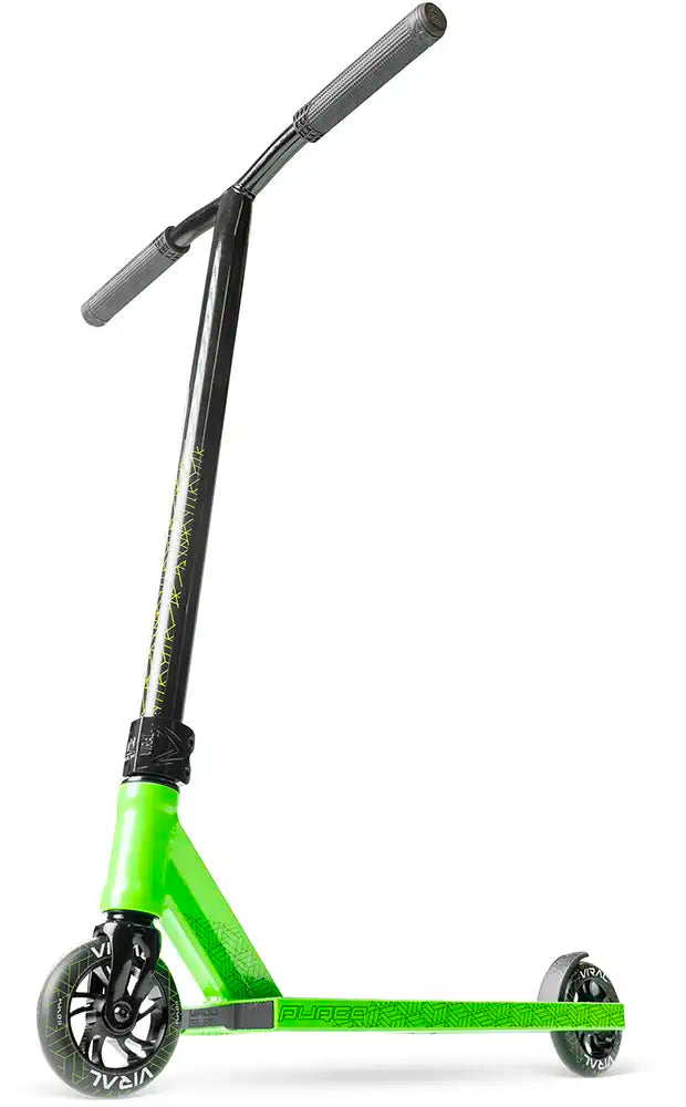 MGP Viral Purge Jade scooter with low deck and sleek design, ideal for freestyle riding and tricks.