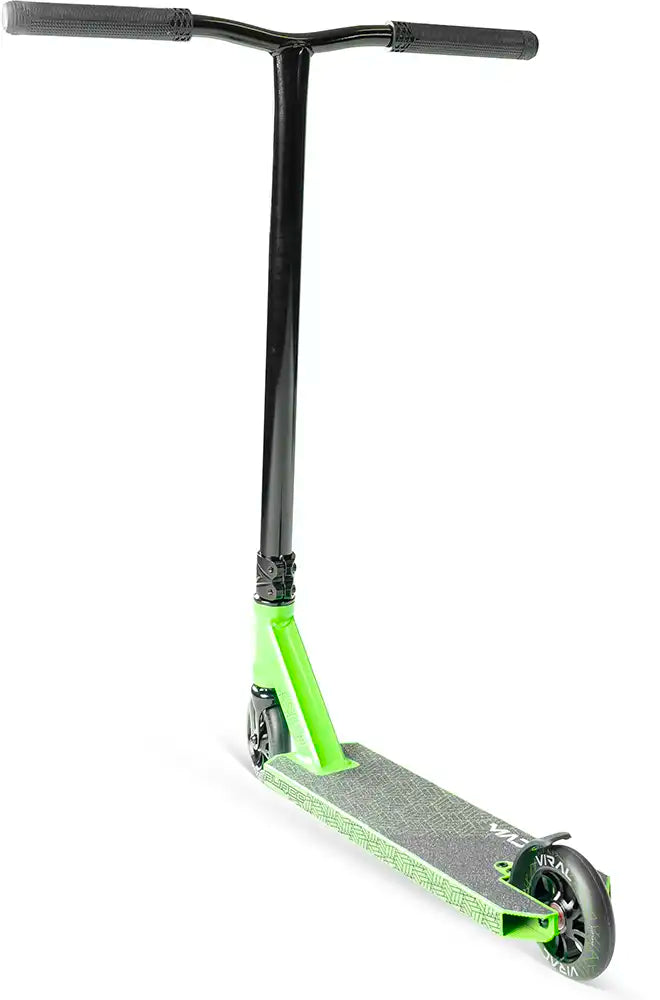 MGP Viral Purge scooter with sleek black design, rear angle view showing deck and rear wheels, ideal for tricks and stunt riding