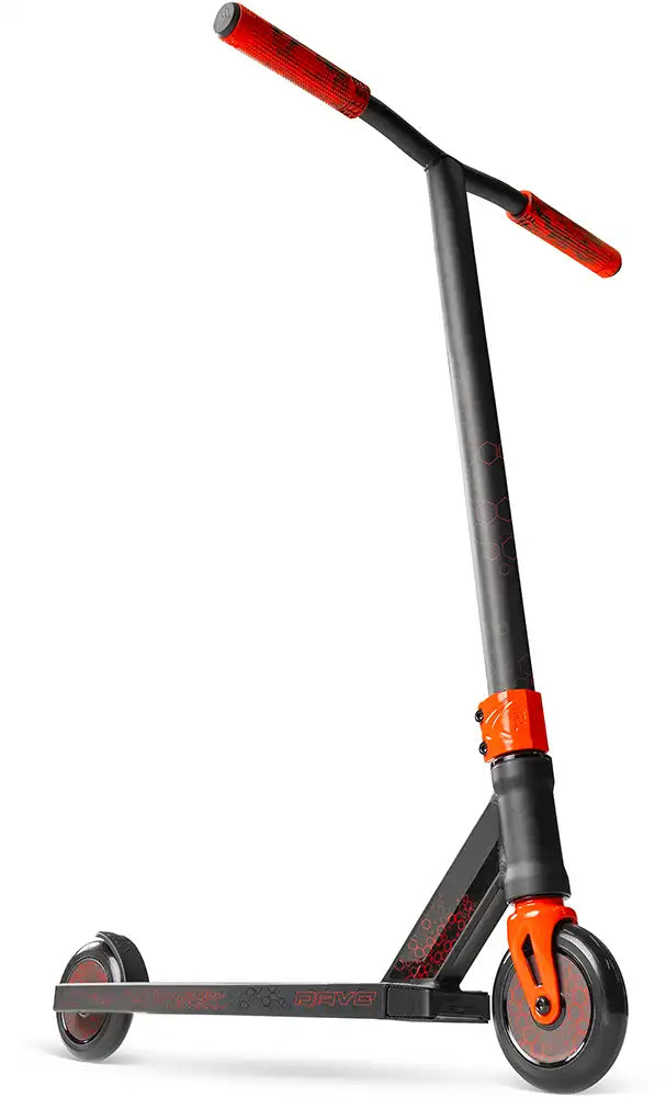 MGP Viral Rave scooter in Inferno color, featuring a sleek deck and handlebars, designed for freestyle riding.