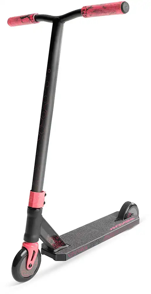 MGP Viral Rave Scooter with a vibrant neon green color, featuring a sturdy deck and handlebars, designed for stunt riding and tricks.