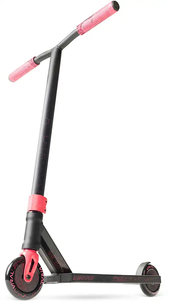 MGP Viral Rave scooter in vibrant melon color, featuring a sleek frame and deck, designed for freestyle riding and tricks.