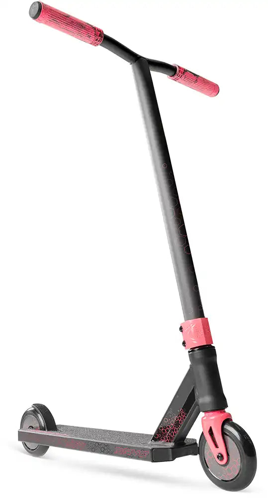 MGP Viral Rave Scooter with a vibrant melon-colored deck, black bars, and sturdy handlebars, designed for tricks and urban riding.