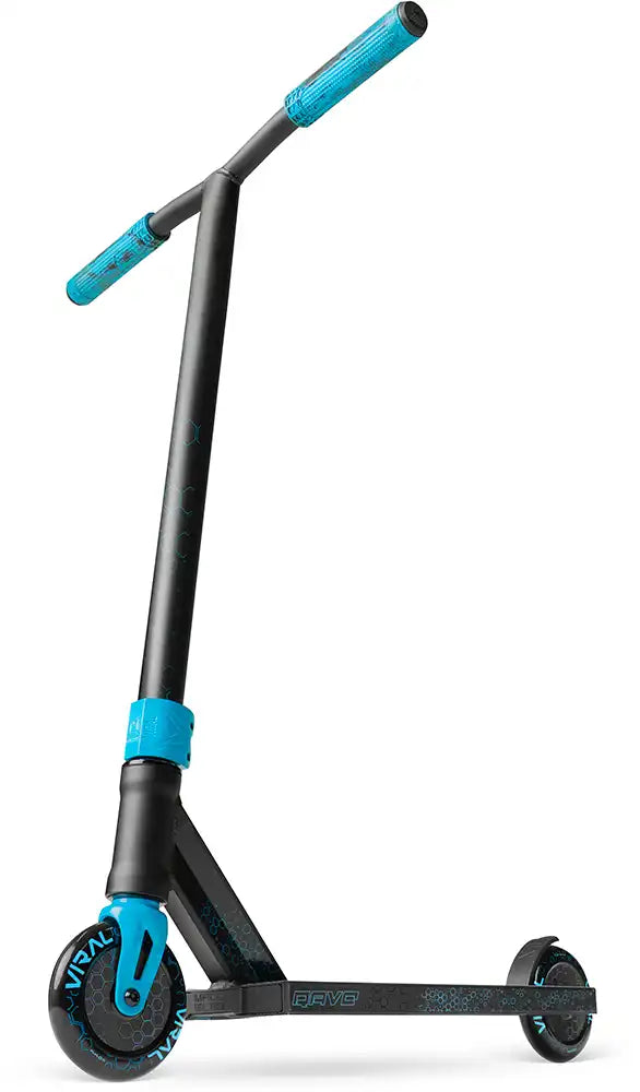 MGP Viral Rave Scooter in vibrant colors, featuring a sleek deck and handlebars, designed for freestyle riding and tricks.
