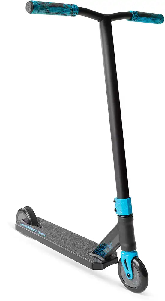 MGP Viral Rave scooter in vibrant colors, showing the sleek deck and handlebar for freestyle riding and tricks.