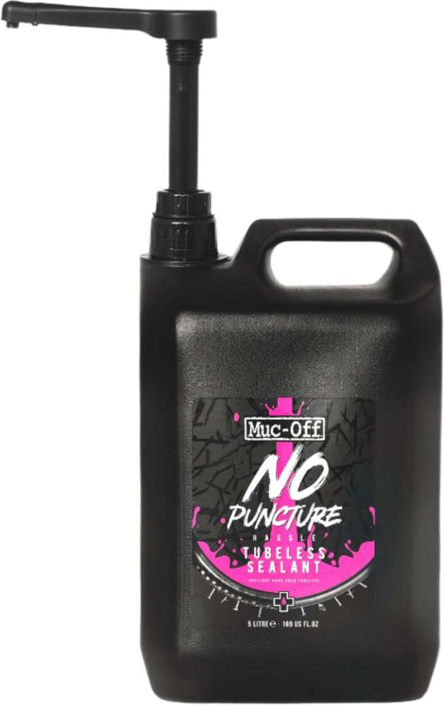 Muc-Off No Puncture Tubeless Sealant bottle, bike accessories, black and white packaging with product details visible