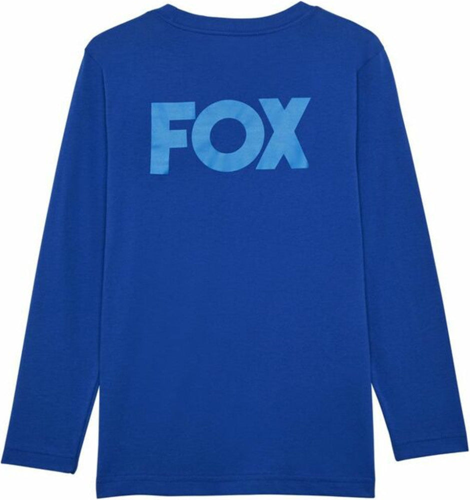 Fox Heritage LS Youth T-Shirt, long sleeve cotton shirt with Fox logo graphic, in black with white accents, casual youth clothing.