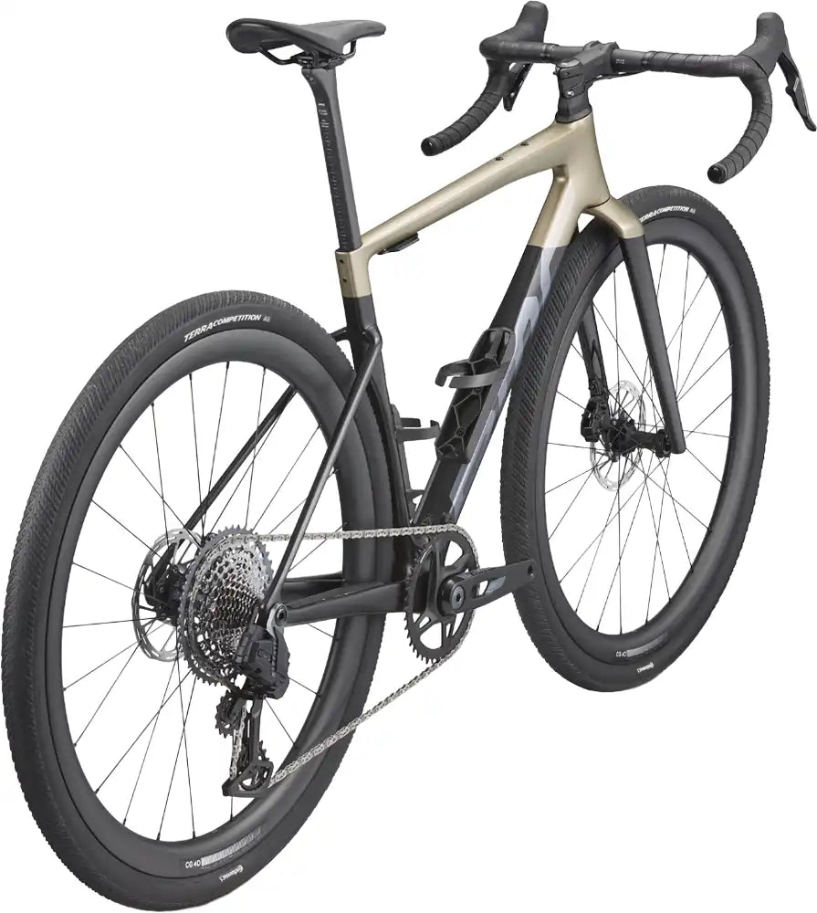 BMC Kaius 01 gravel bike with lightweight frame, drop handlebars, and off-road tires, designed for versatile gravel riding.