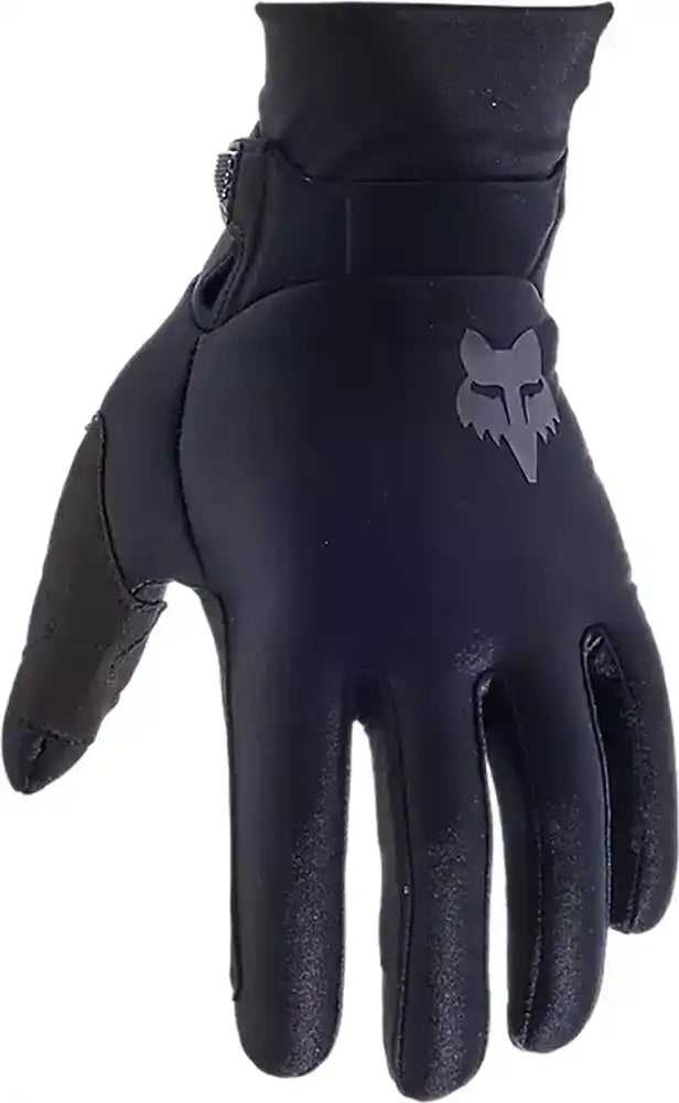 Fox Defend Thermo men's winter gloves, black and insulated, designed for cold weather outdoor activities.