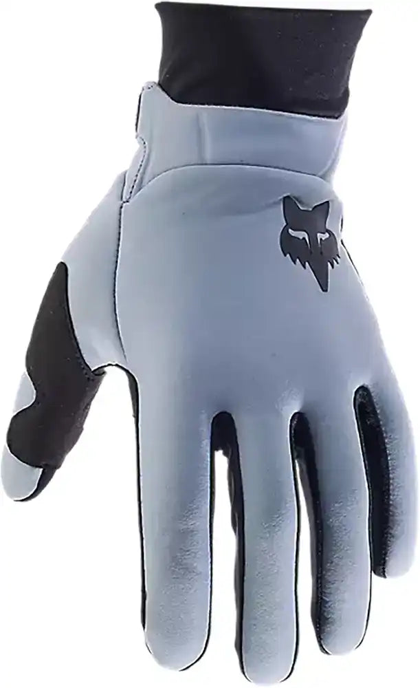 Fox Defend Thermo men's winter gloves, black insulated clothing with textured grip palms for cold weather outdoor activities.