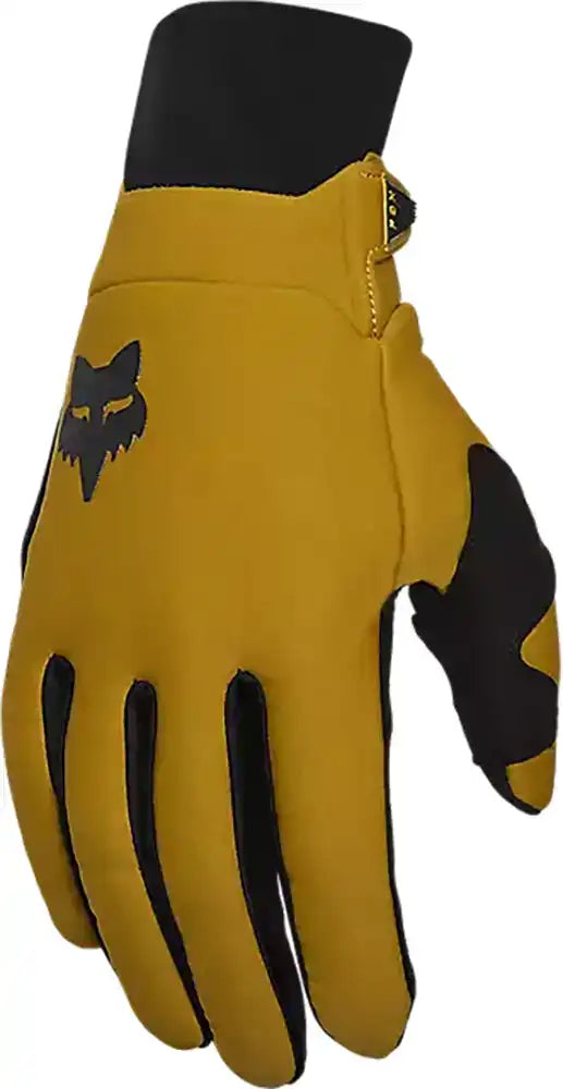 Fox Defend Thermo men's winter gloves, black insulated clothing with textured grip palms for cold weather protection.