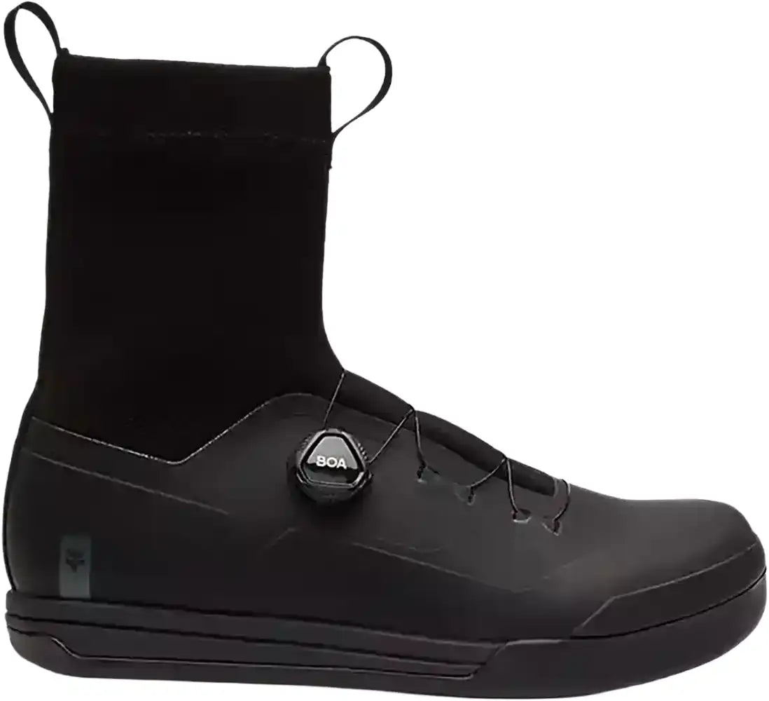 Fox Union All Weather Flat men's platform MTB shoes shown in black with durable sole and secure fit for mountain biking.