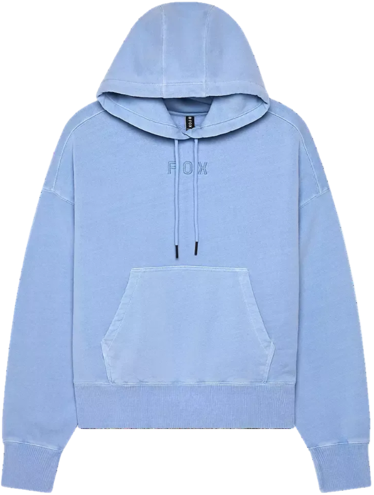 Fox Wordmark oversized fleece pullover hoodie for women, soft and cozy clothing with a stylish logo design.