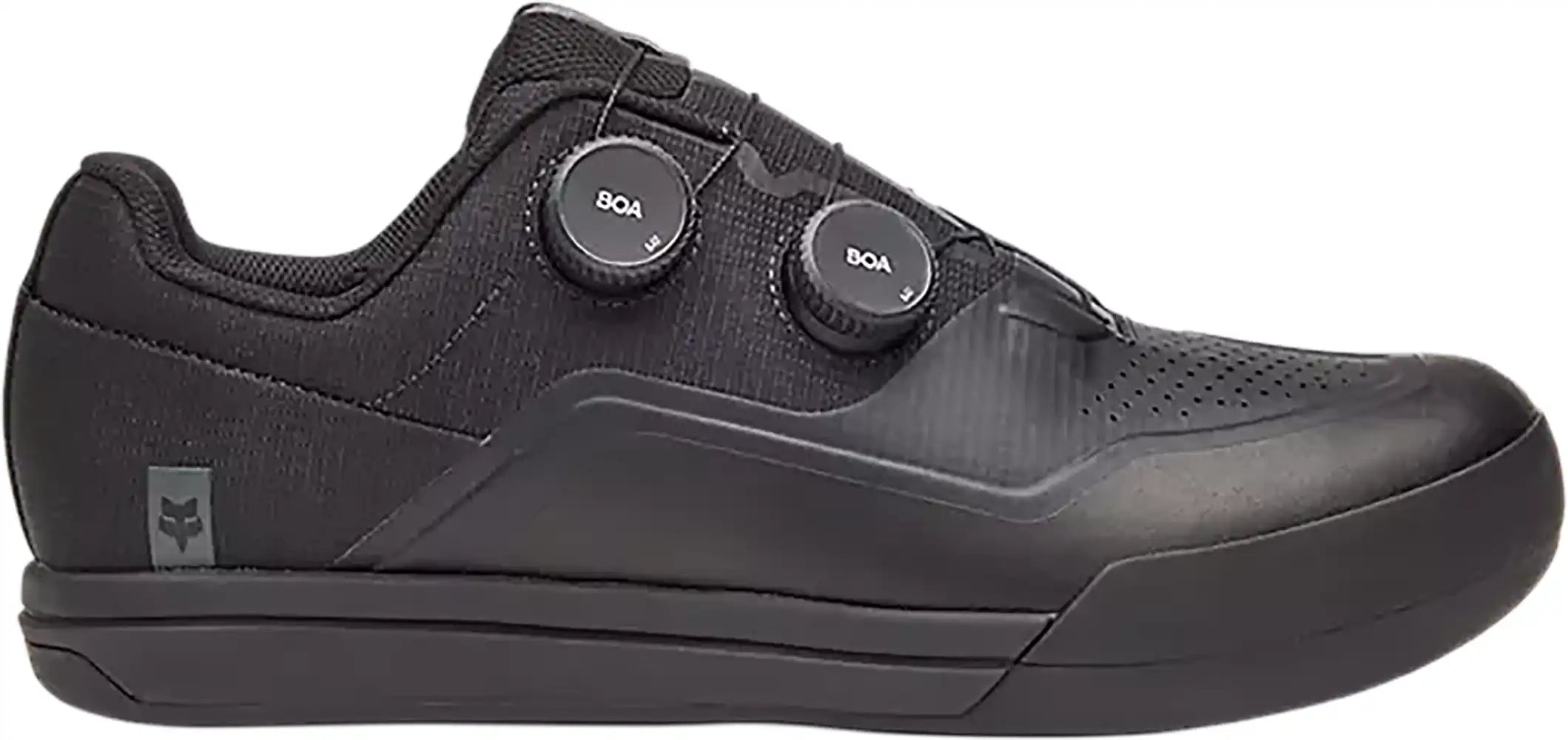 Fox Union BOA men's MTB shoes with black and gray design, showcasing durable shoe upper and sole for mountain biking.