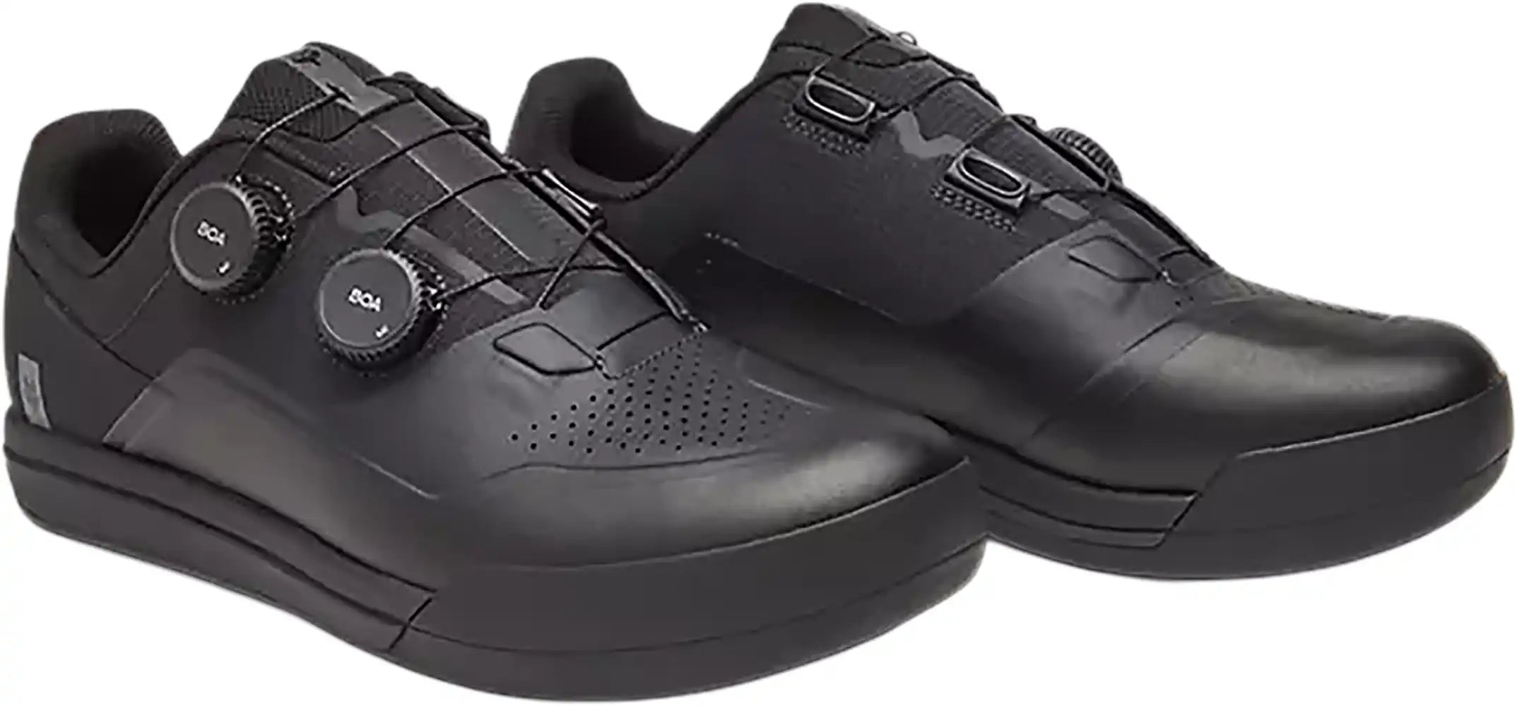 Fox Union BOA men's MTB shoes in black with rugged soles and BOA dial closure, designed for mountain biking comfort and performance.