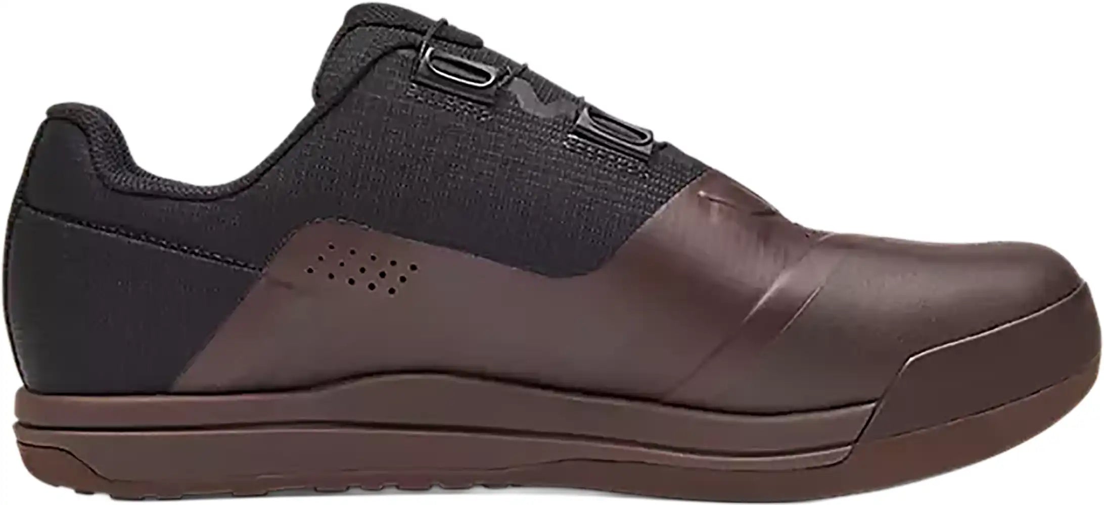 Fox Union BOA men's MTB shoes shown in black with velcro straps and BOA dial for secure fit, designed for mountain biking.