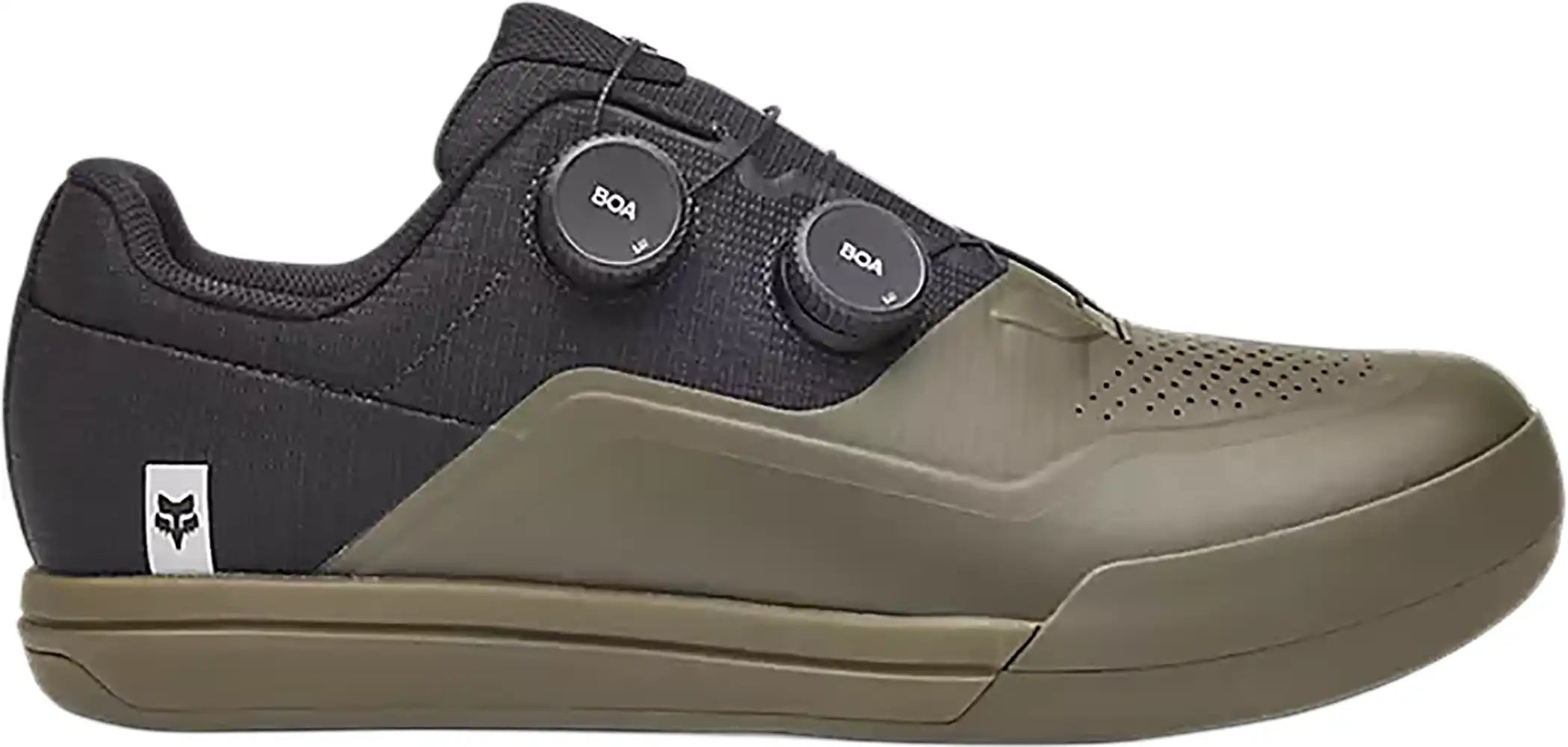 Fox Union BOA men's MTB shoes showing black and red cycling shoes with BOA dial closure system and rugged sole.