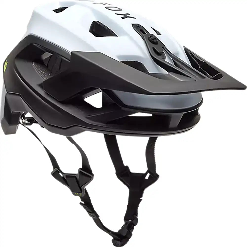 Fox Speedframe 5050 MIPS mountain bike helmet with adjustable straps and vents, shown from a side angle.