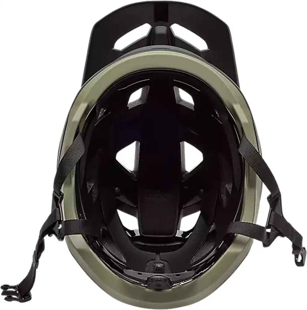 Fox Speedframe 5050 MIPS MTB helmet with adjustable straps and ventilation, shown in a side view with bright colors.