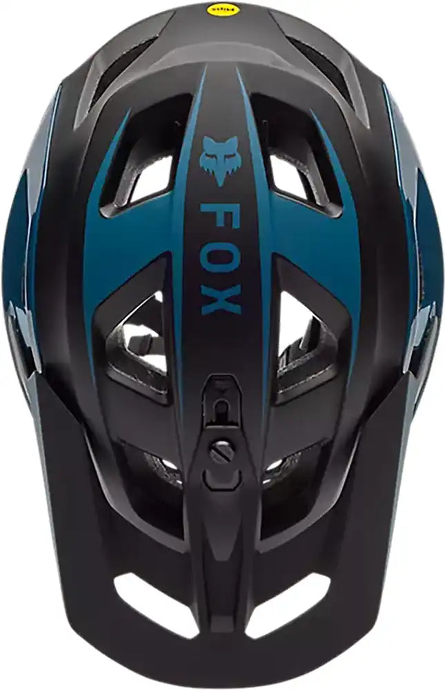 Fox Speedframe Pro DEFY MIPS MTB helmet with adjustable straps and vented design, shown in black with Fox logo on the front.