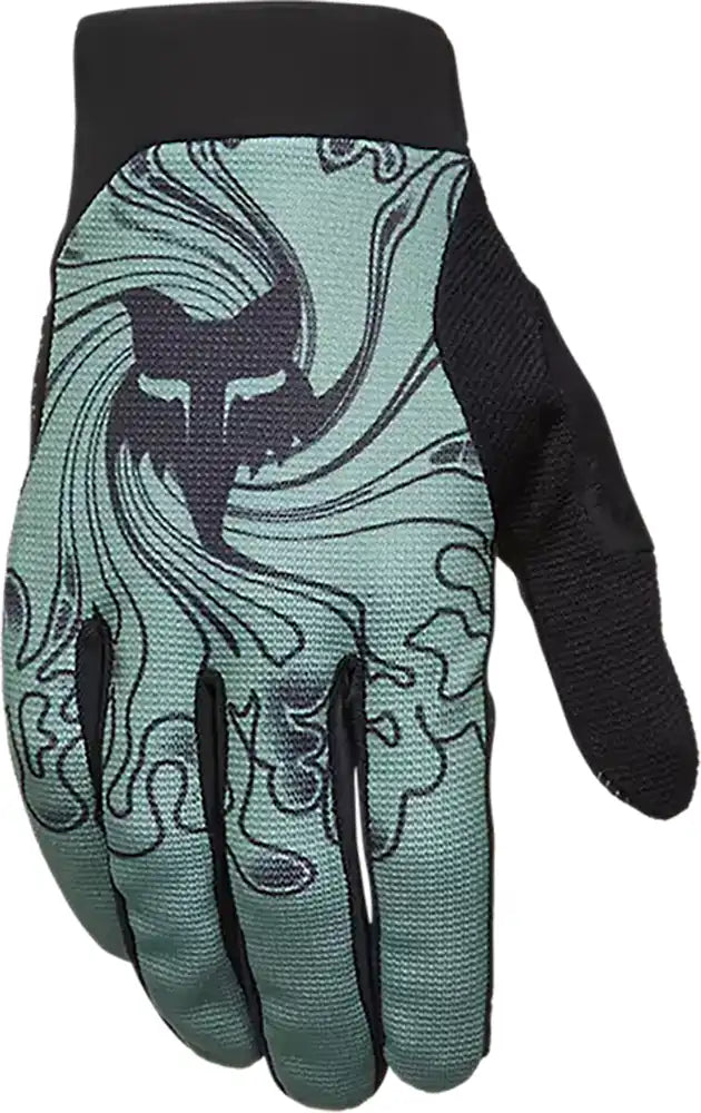 Fox Ranger FREQUENCY men's MTB gloves, black cycling gloves with padded palms and breathable fabric for mountain biking.