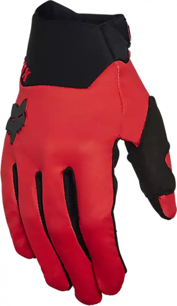 Fox Defend Wind OffRoad men's MTB gloves in black, featuring padded palms and adjustable wrist straps for cycling comfort.