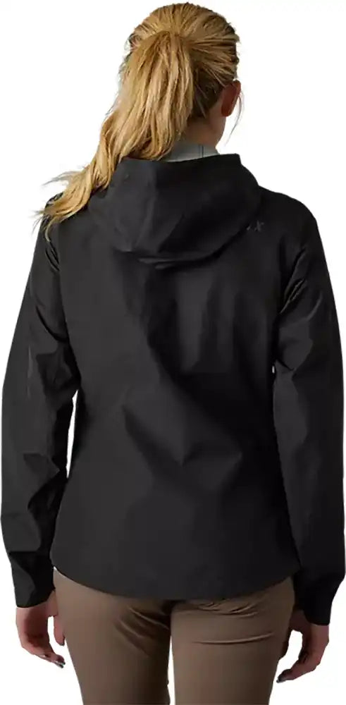 Fox Ranger 2.5L water-resistant women's jacket, lightweight outdoor clothing with hood, in black, suitable for rain protection.