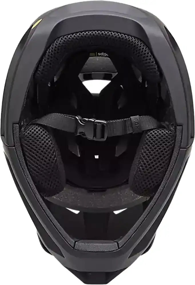 Fox Proframe MIPS Youth full face helmet with adjustable straps and ventilation for mountain biking safety.