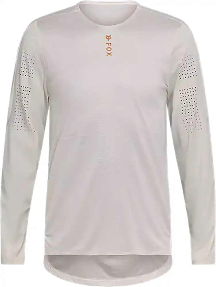 Fox Flexair Pro LS men's MTB jersey, lightweight breathable cycling clothing with long sleeves, designed for mountain biking comfort.