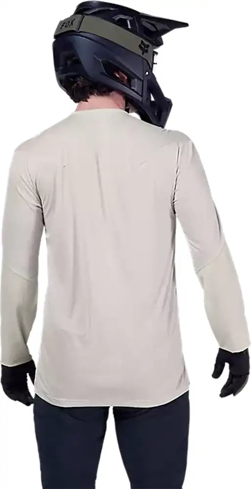 Fox Flexair Pro LS men's MTB jersey in black, featuring lightweight breathable fabric and long sleeves for mountain biking.