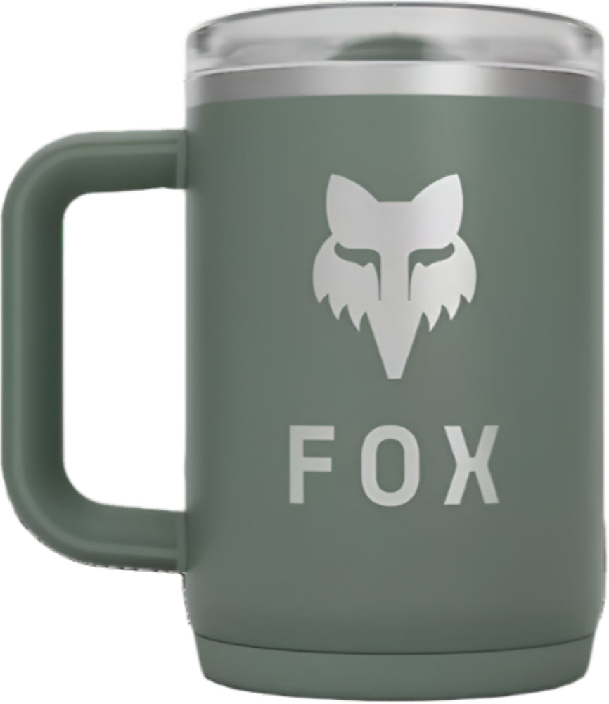 Fox Camelbak Thrive Chug Stainless Mug, a durable stainless steel beverage accessory with a secure lid and Fox branding.