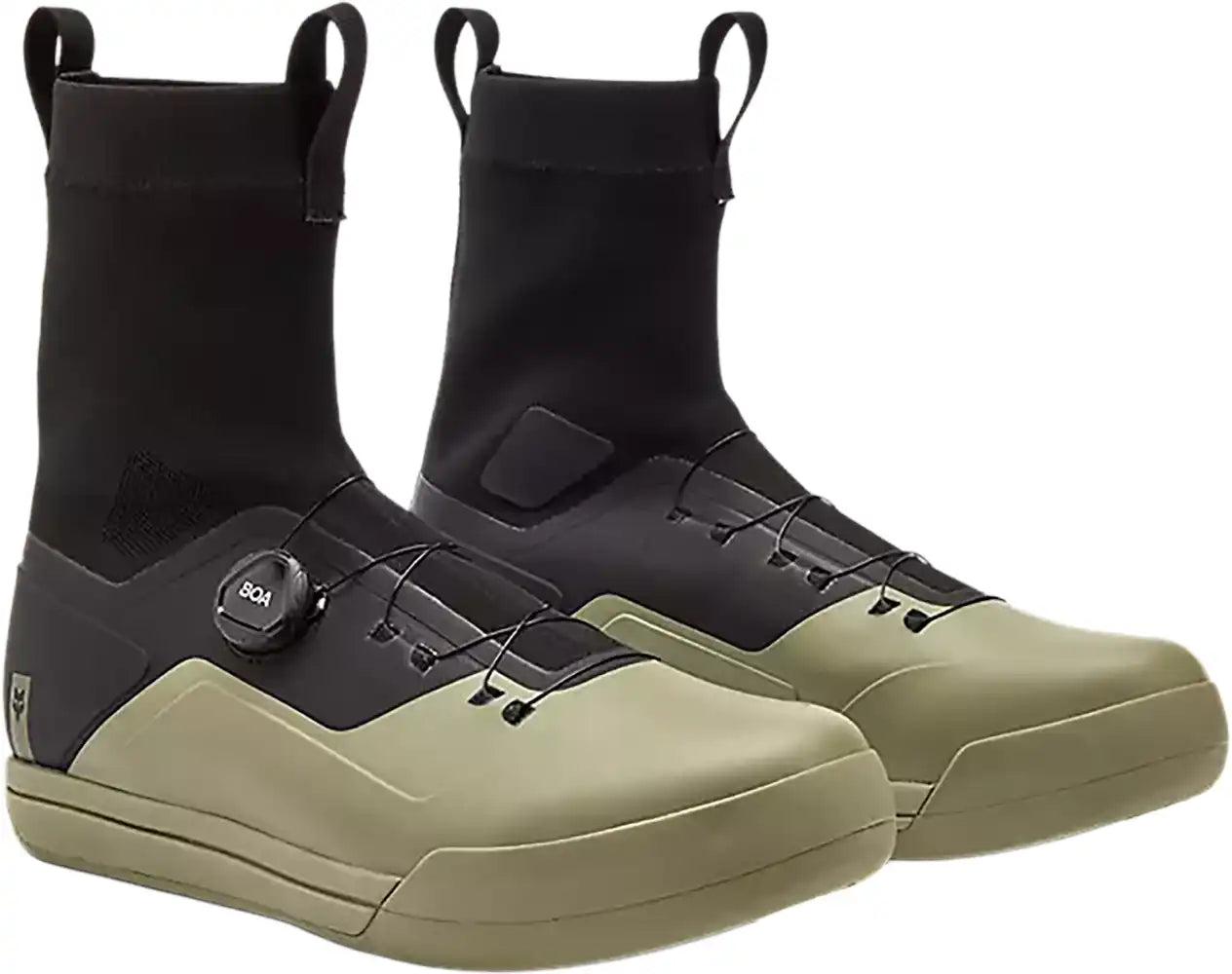 Fox Union All Weather men's MTB shoes in black and gray with rugged tread, designed for mountain biking and outdoor riding.
