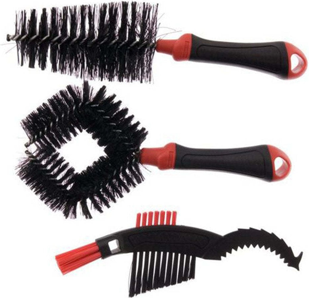 Weldtite bike cleaning brushes set with multiple brushes for bike maintenance and cleaning accessories.