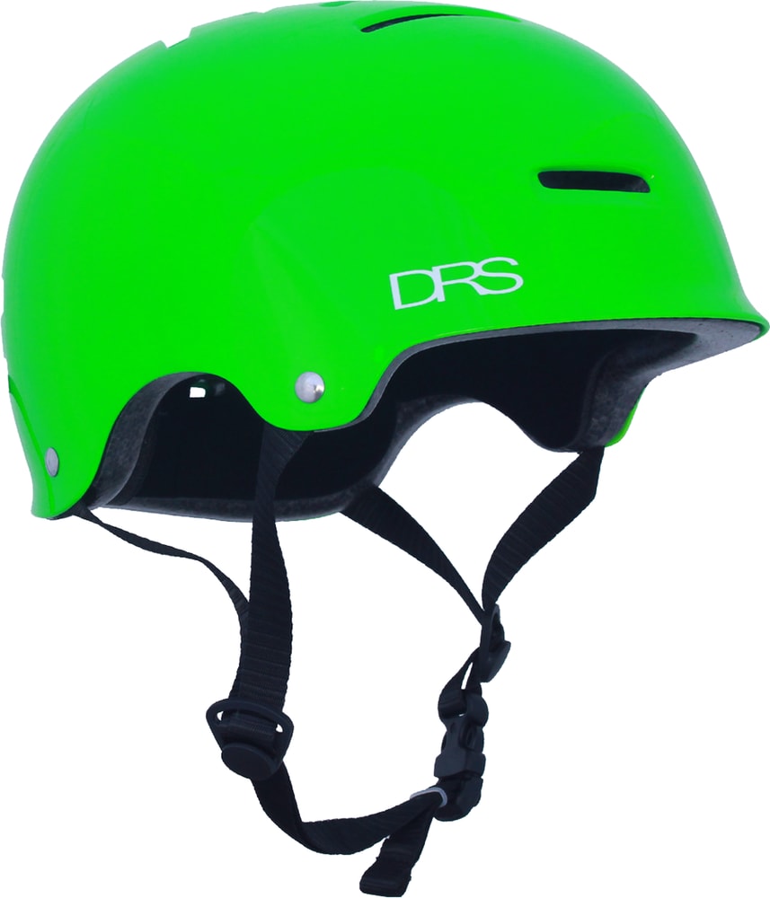 DRS BMX helmet with black and white design, adjustable straps, and ventilation for safety and comfort during riding.