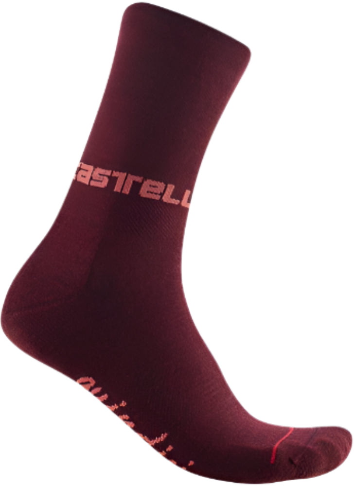 Castelli Quindici Soft Merino womens winter socks showing cozy merino wool fabric and striped design for cold weather comfort.