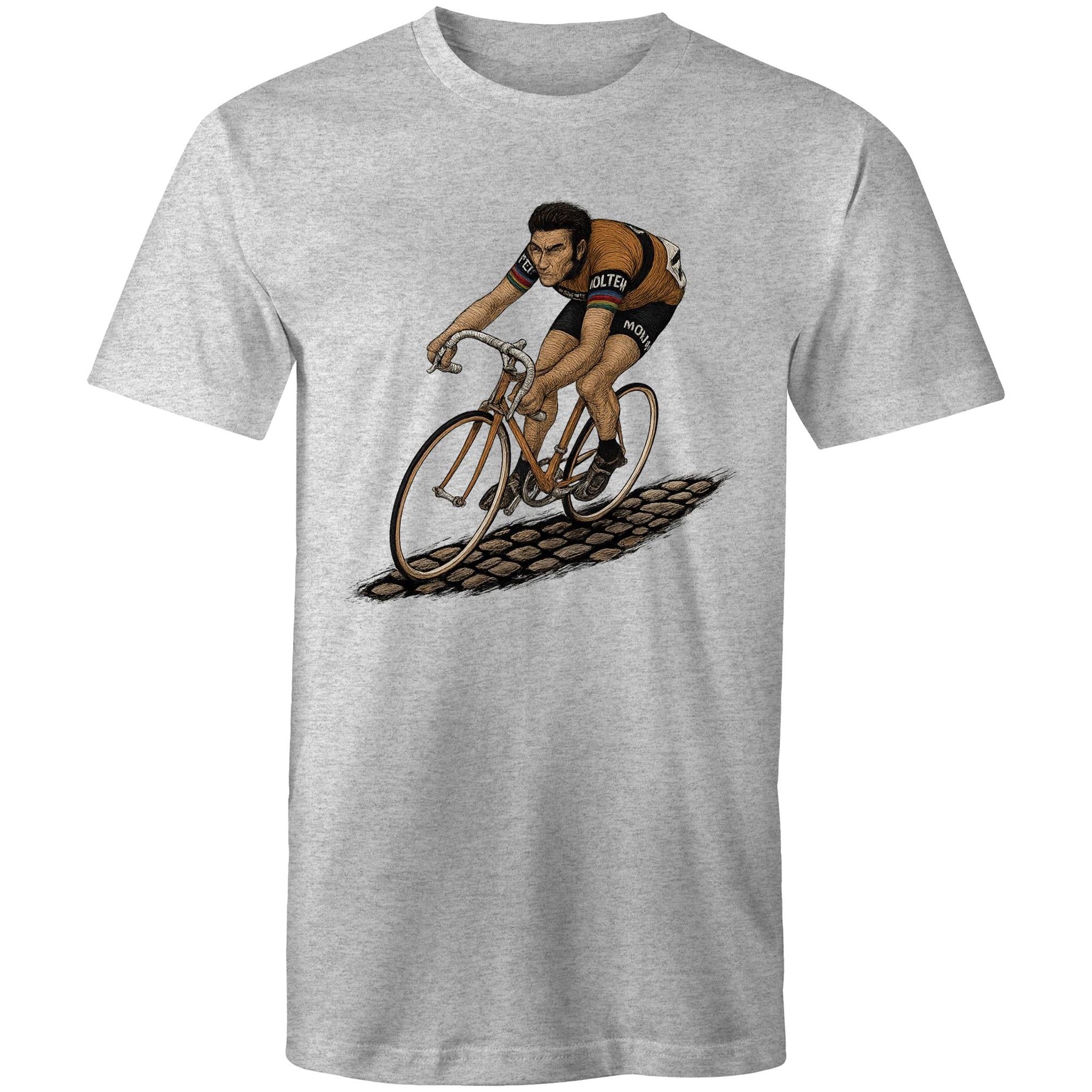Ogo Merch King of the Cobbles SS men's T-shirt with graphic design, white fabric, and short sleeves.